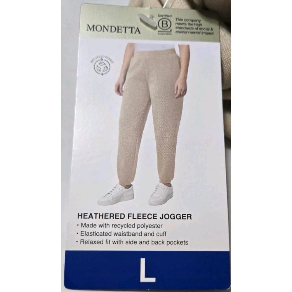 Mondetta Women's Heathered Fleece Jogger, Irish Cream, Size- Large. AP